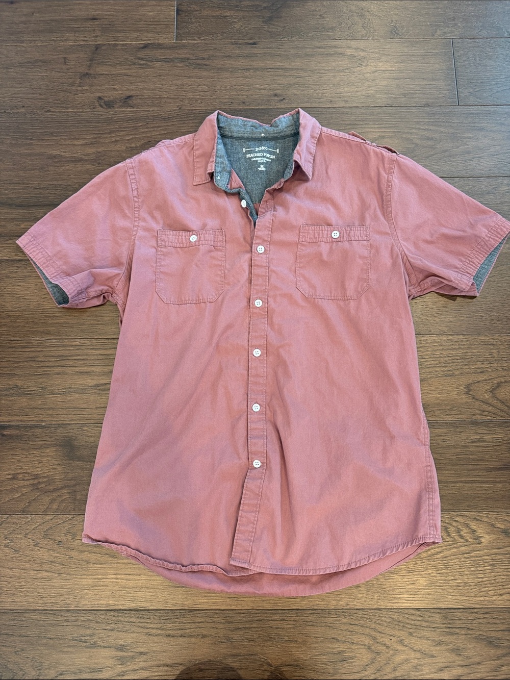 PD&C Men's Short-Sleeve Button-Down Shirt in Dusty Rose Size Small - C15-045